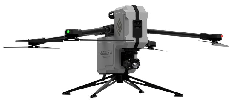 Freigestelltes Produktbild der taktischen Aufklärungsdrohne AERIS Recon S7 mit EO/IR-Kamerasystem.